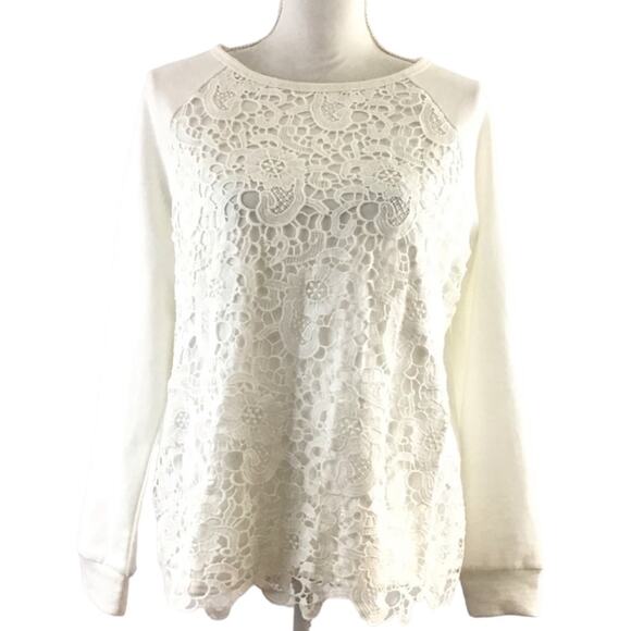 Adrianna Papell Sweatshirt Lace Overlay Size Small - Picture 7 of 7